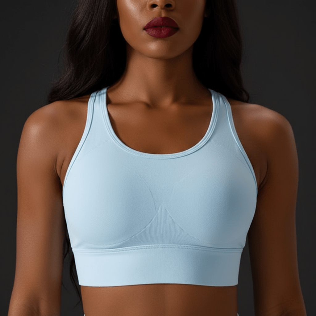 Haut de sport côtelé push up bleu texture unique élastique