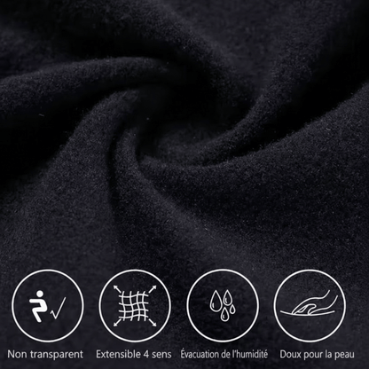 Doublure polaire du legging vue de près : maille grattée dense, non transparente, extensible 4 sens