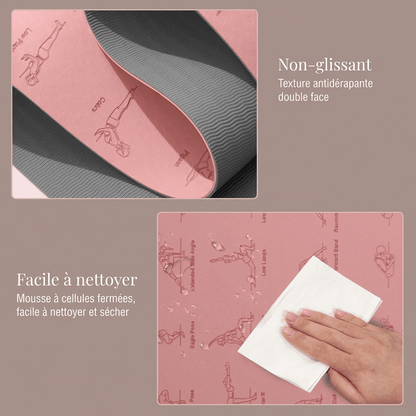  Infographie technologie Anti Water Ripple, surface plane tapis de yoga