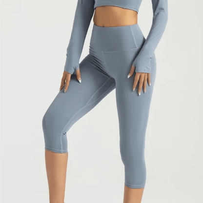 Legging court femme trois-quarts pilates souplesse gainant