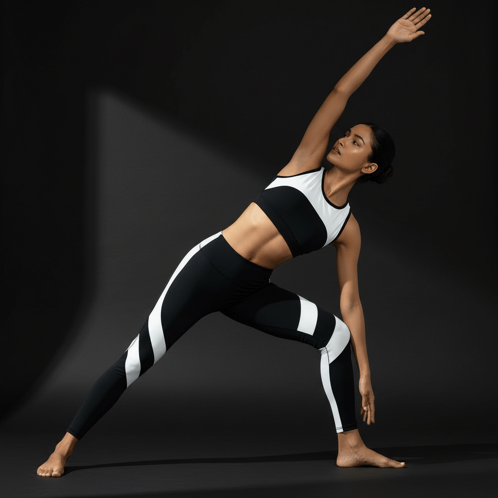 Legging noir blanc haute performance extensible multidirectionnel femme