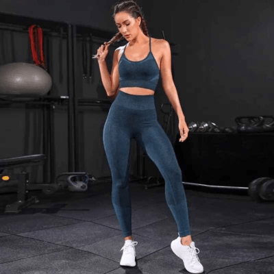 Legging taille haute gainant tenue sport femme chic ceinture anti-roulement