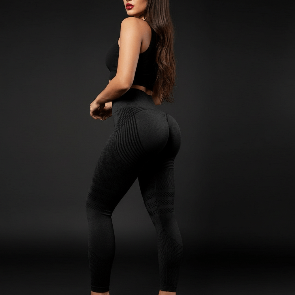 Legging anti-cellulite gainant noir taille haute push-up fessier compression drainante femme