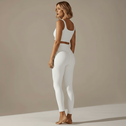  Legging Effet Nu blanc femme pose dos profil corps entier taille haute studio