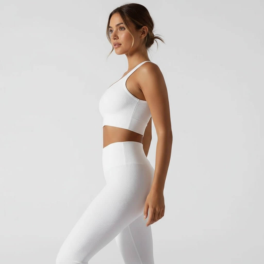 Legging blanc femme taille haute White Fury effet push-up