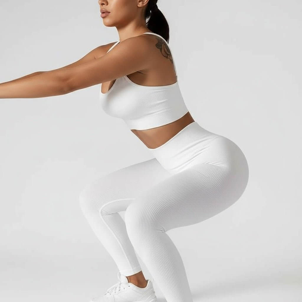 Legging blanc opaque femme taille haute confort performance