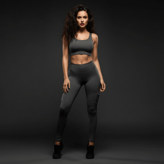 Legging cargo  pour femme avec multiples poches latérales et poches arrière, alliant style streetwear et fonctionnalité