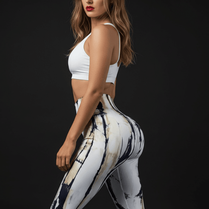 Legging de course femme blanc à plat, mettant en évidence ses coutures plates et sa coupe sculptante