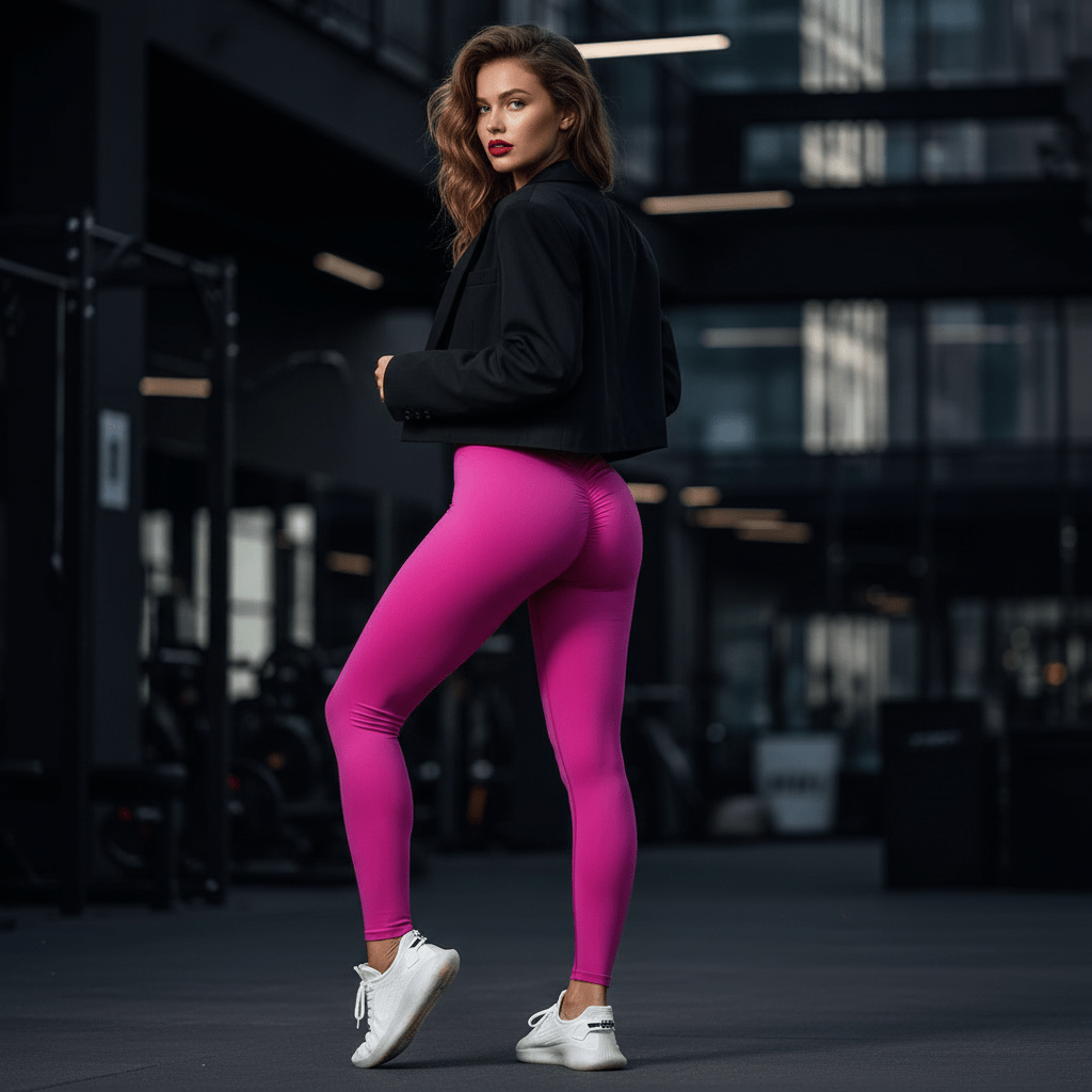 Legging elastique taille haute sans couture porté en tenue athleisure quotidienne stylée