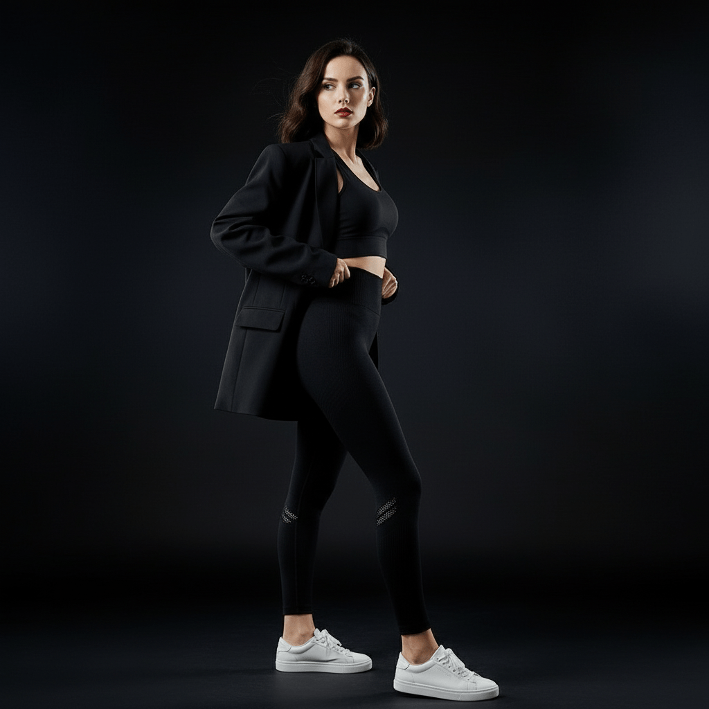 Legging femme bleu marine gainant Positiflow - élégance sport yoga pilates maintien confortable