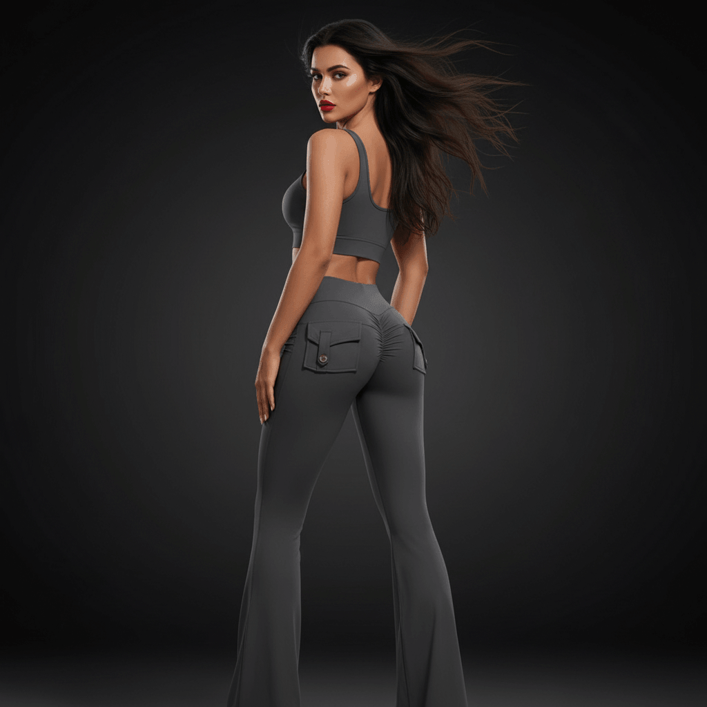 Legging femme silhouette allongée - Legging femme coupe évasée effet visuel jambes longues élégance