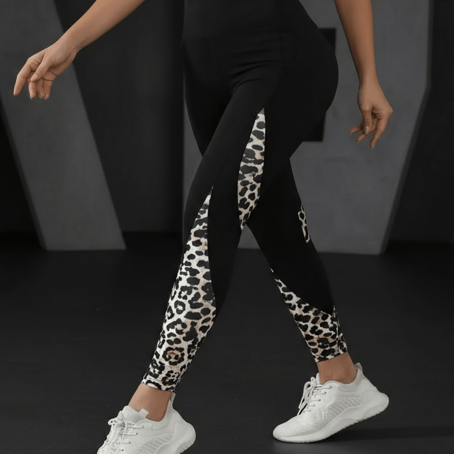 Legging leopard Panther Power taille haute avec poches latérales pour femme