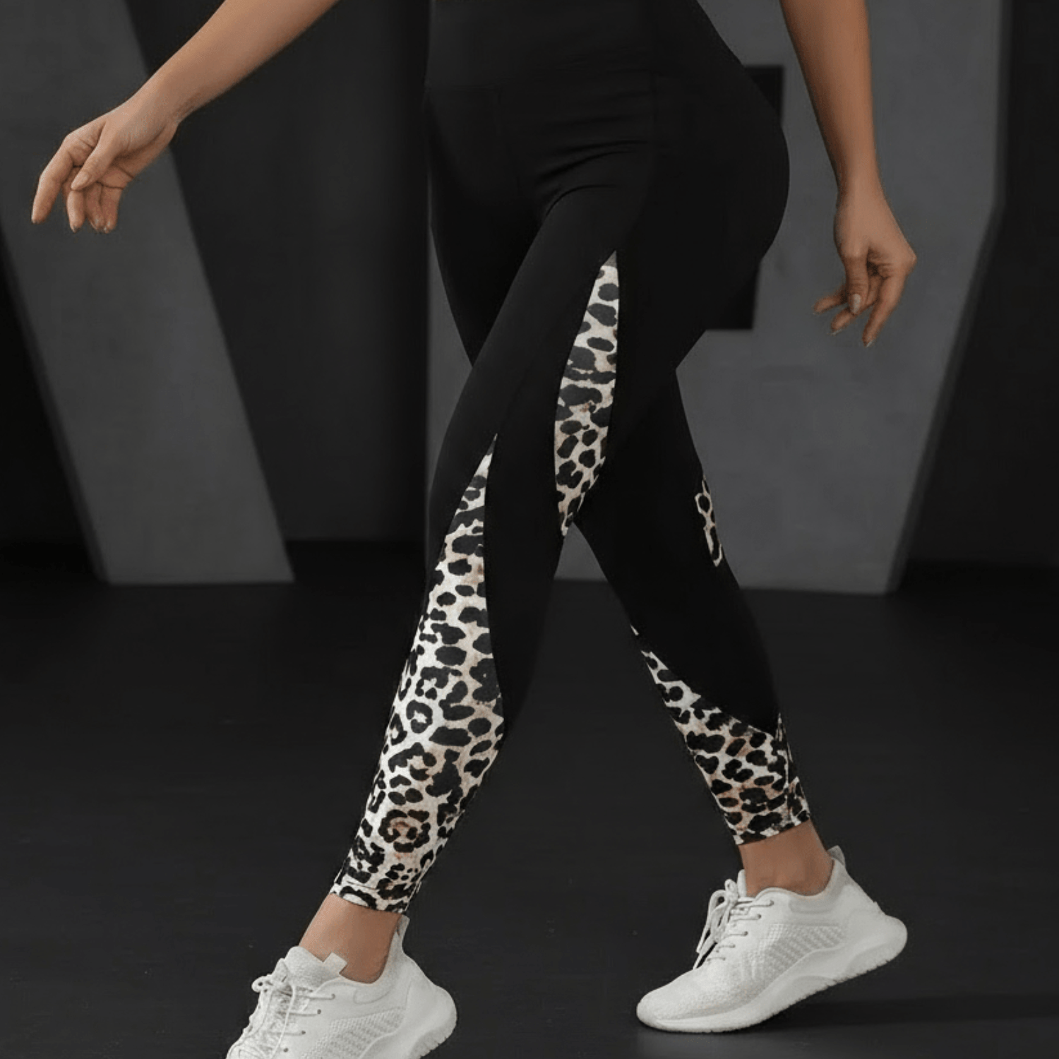 Legging leopard Panther Power taille haute avec poches latérales pour femme