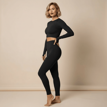 Legging Sport Taille Haute Femme noir vue trois quarts push-up sculptant studio