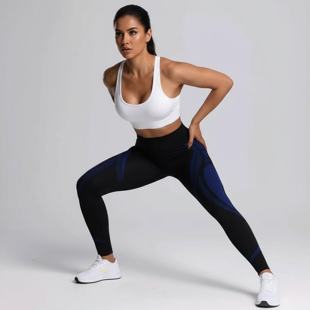 Legging noir taille haute femme power workout avec ceinture gainante 8cm vue portée