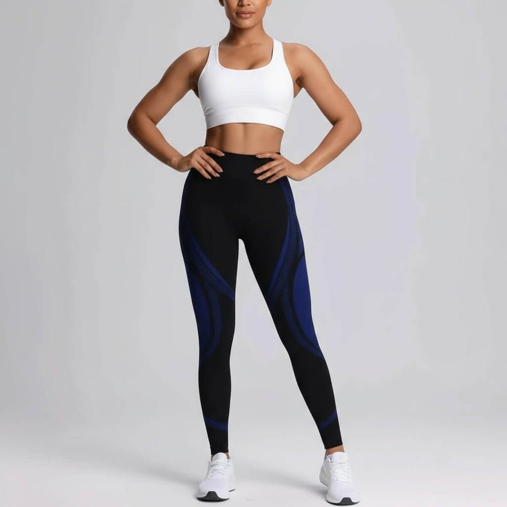 Legging power femme sport noir effet gainant ventre plat et anti-cellulite pour entraînement intensif