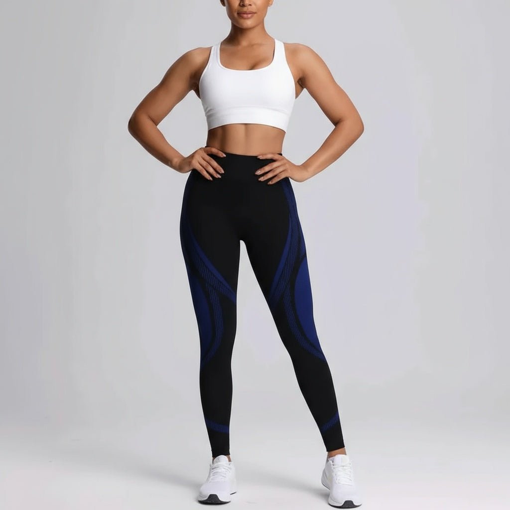 Legging power femme sport noir effet gainant ventre plat et anti-cellulite pour entraînement intensif