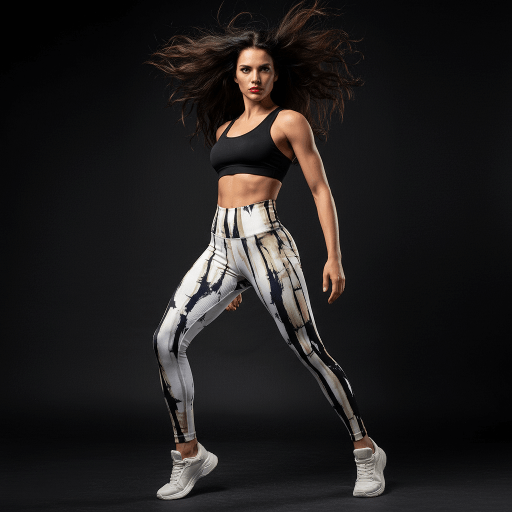 Legging running femme blanc à ceinture haute, assurant un maintien optimal pendant la course