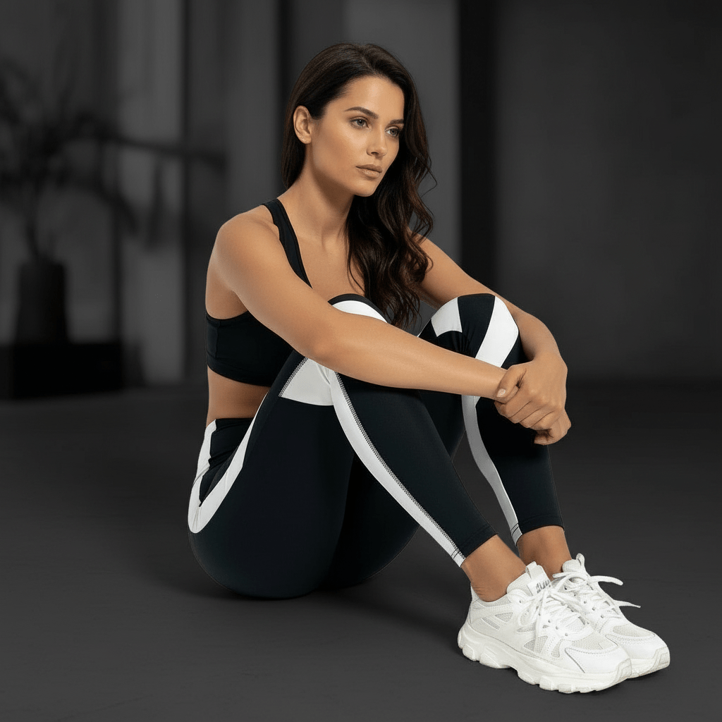 Leggings bicolores taille haute femme coupes plates anti-irritations