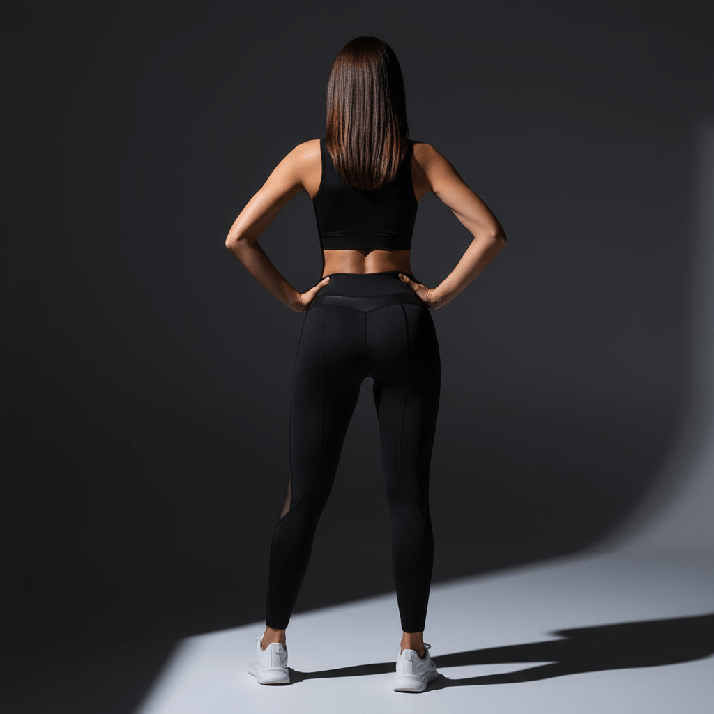 Leggings femme noir sculptant avec compression ciblée vue de dos