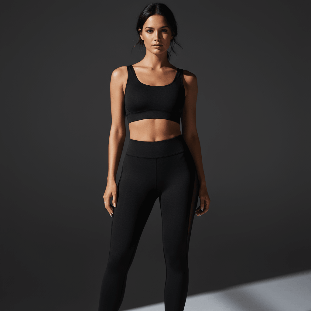Leggings femme noir taille haute avec effet push-up POSITIFLOW vue de face