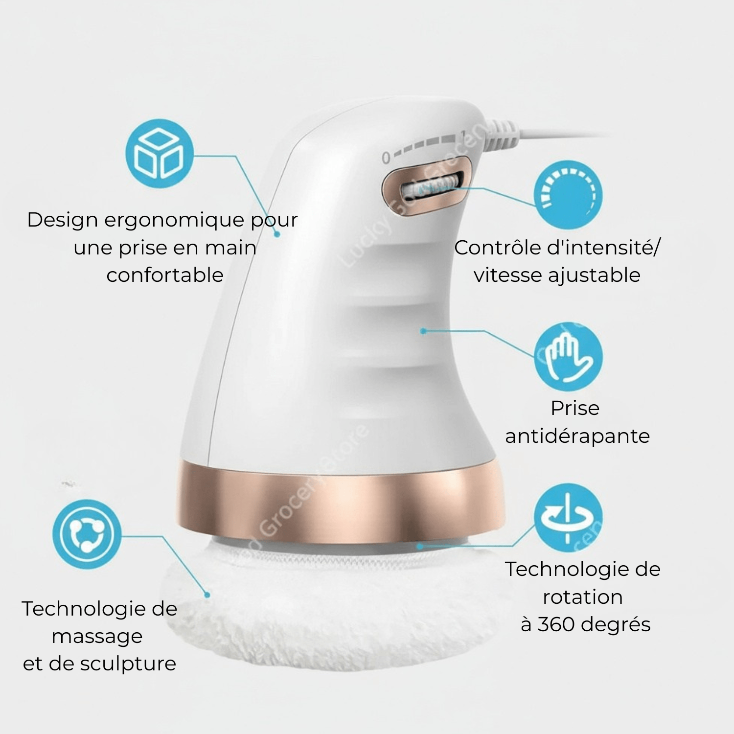 Main ajustant l'intensité d'un massage anti-cellulite sur l'appareil vibrant Positiflow.