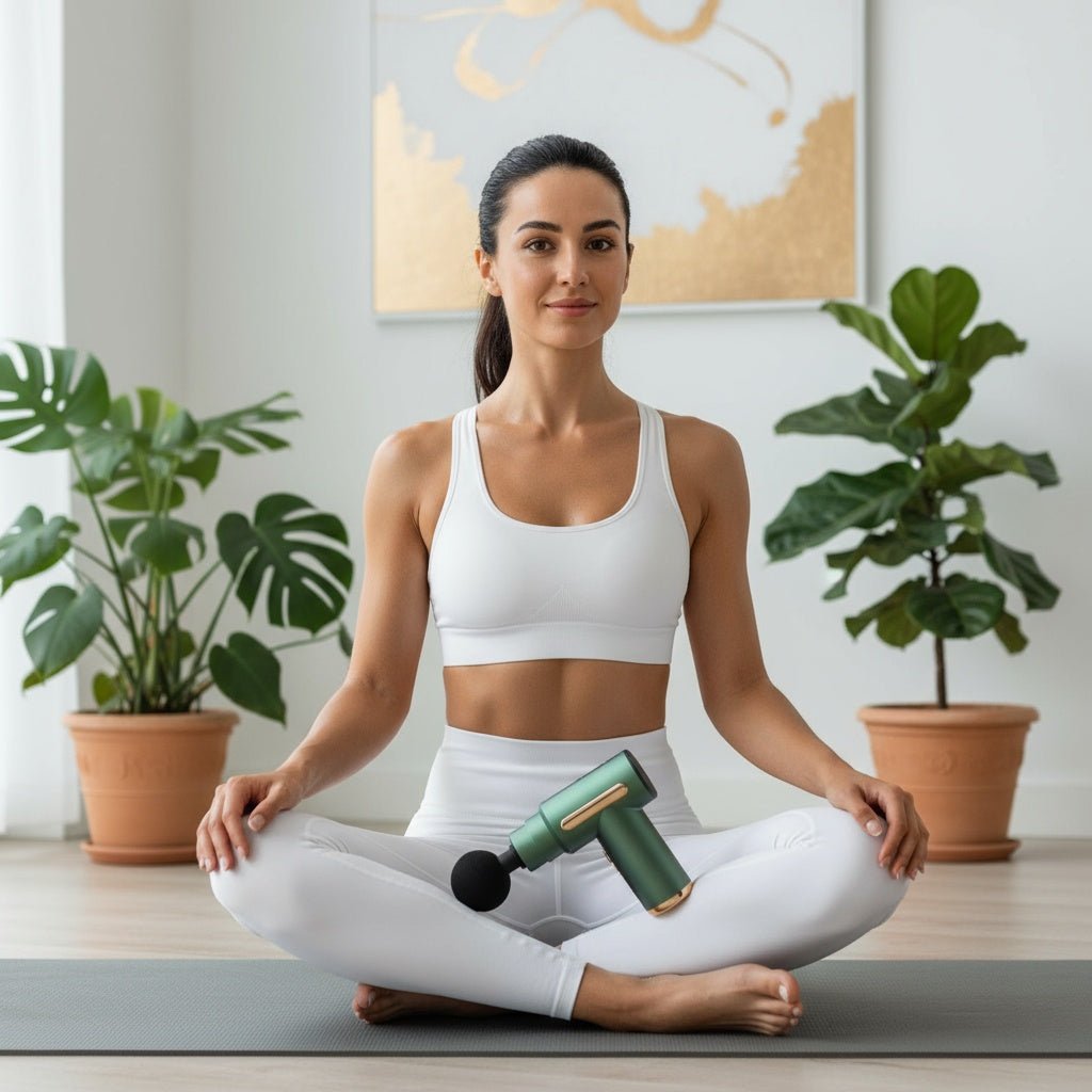 Massage dos autonome avec pistolet massage ergonomique design T pour soulager tensions musculaires et douleurs dorsales