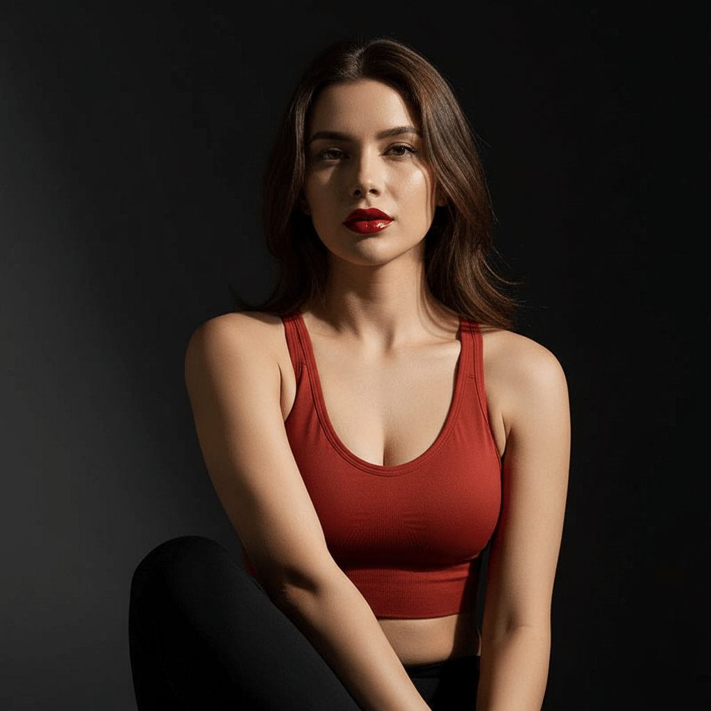 Modèle en mouvement avec un soutien-gorge brassière sans couture pour yoga