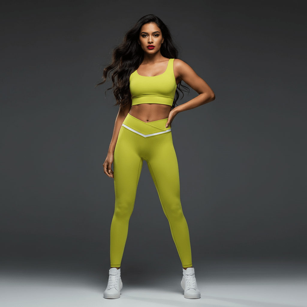 Modèle portant legging crossover femme en activité running maintien anti-glisse optimal