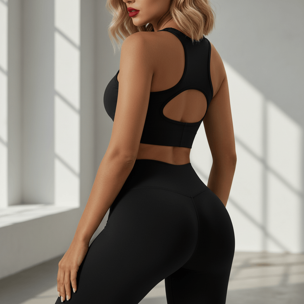 Brassière sport côtelée dos ouvert design moderne femme active