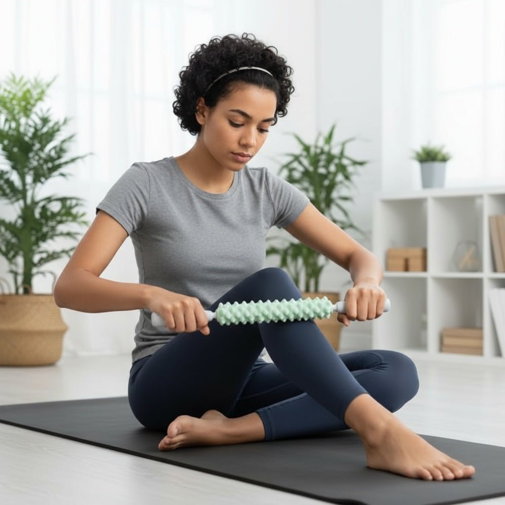 Rouleau de massage musculaire POSITIFLOW avec picots ergonomiques pour récupération sport et auto massage domicile