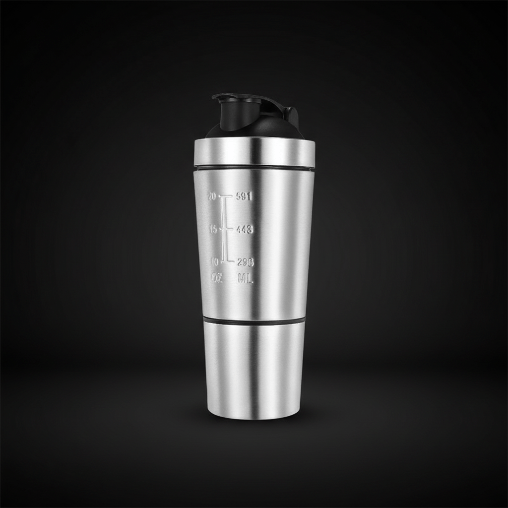 Shaker protéine inox avec système anti-grumeaux et graduation visible