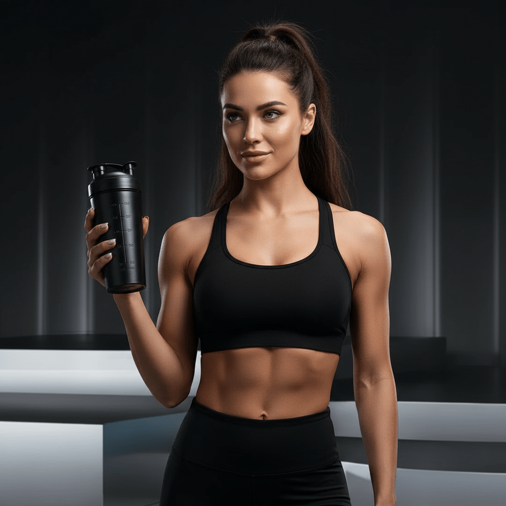 Shaker protéine noir vue de face - Shaker inoxydable 500ml 750ml design noir élégant qualité