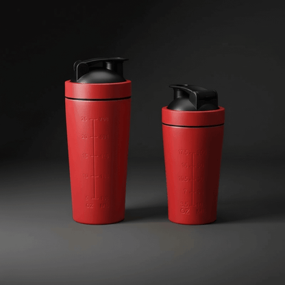 Shaker protéine rouge vue de face - Shaker inoxydable 500ml 750ml design rouge distinctif qualité