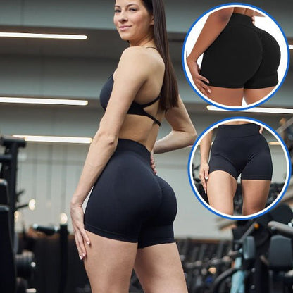 Short femme de sport scrunch bum design, cycliste fitness sublimation silhouette naturelle
