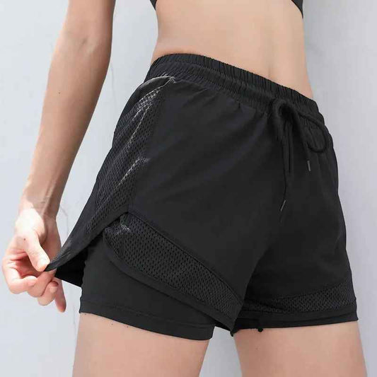 Short running femme taille haute noir, short sport course avec poche smartphone
