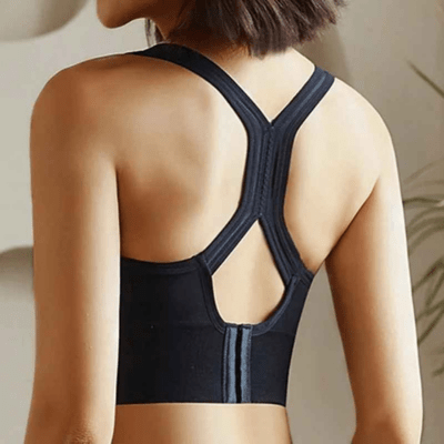 Soutien-gorge de sport antichoc noir vu de dos