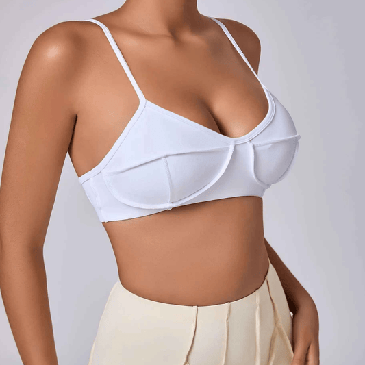 Soutien gorge sport sexy froissé anti-transpiration nylon premium design sophistiqué maintien optimal S-M-L