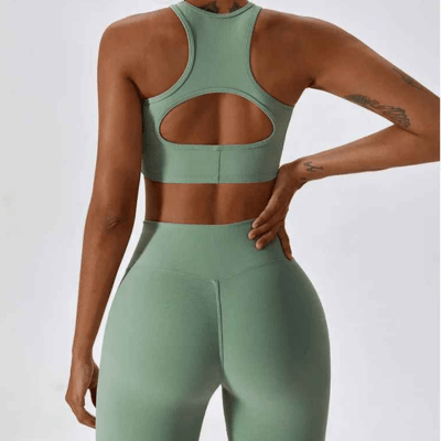 Sport soutien gorge côtelé élasticité 4 directions liberté mouvement