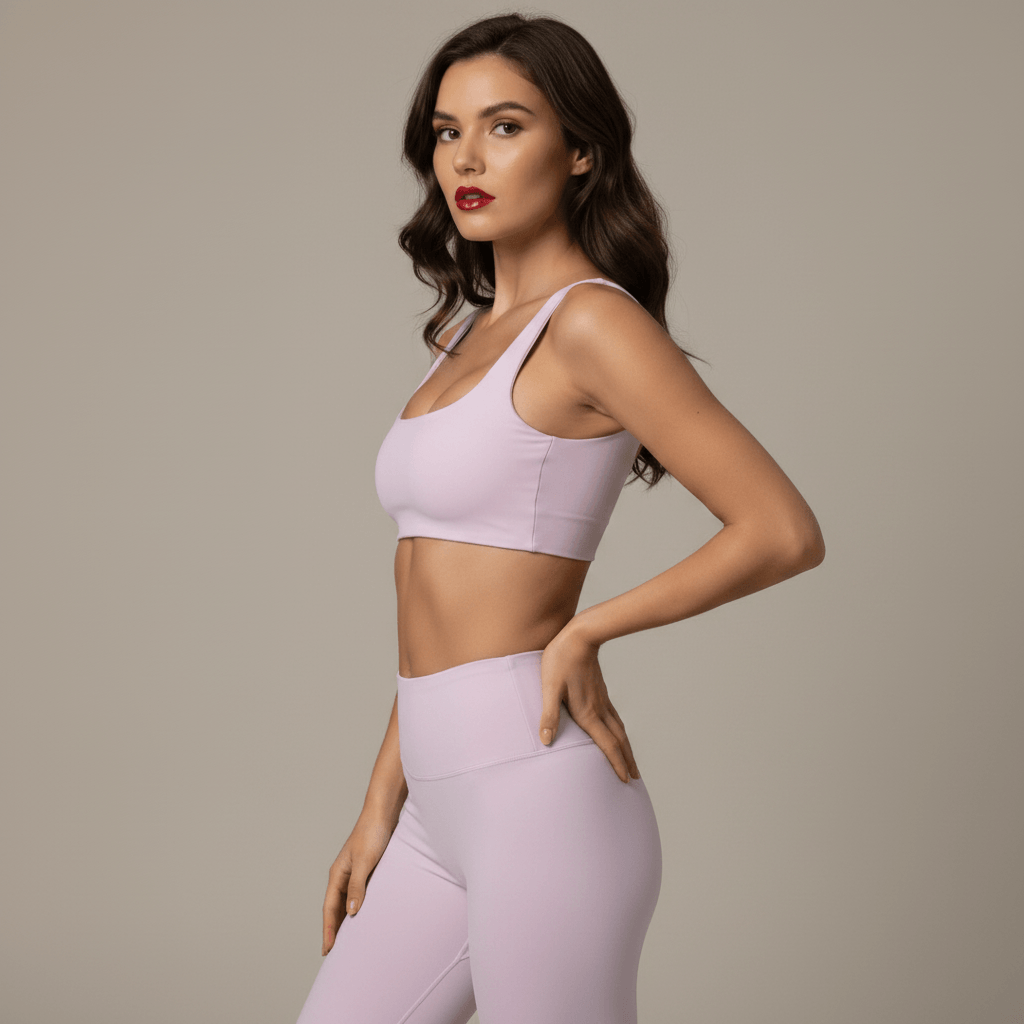  Vue de profil d'une brassière sport femme avec effet brassière push up, offrant un soutien optimal.