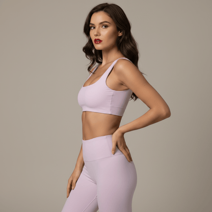  Vue de profil d'une brassière sport femme avec effet brassière push up, offrant un soutien optimal.