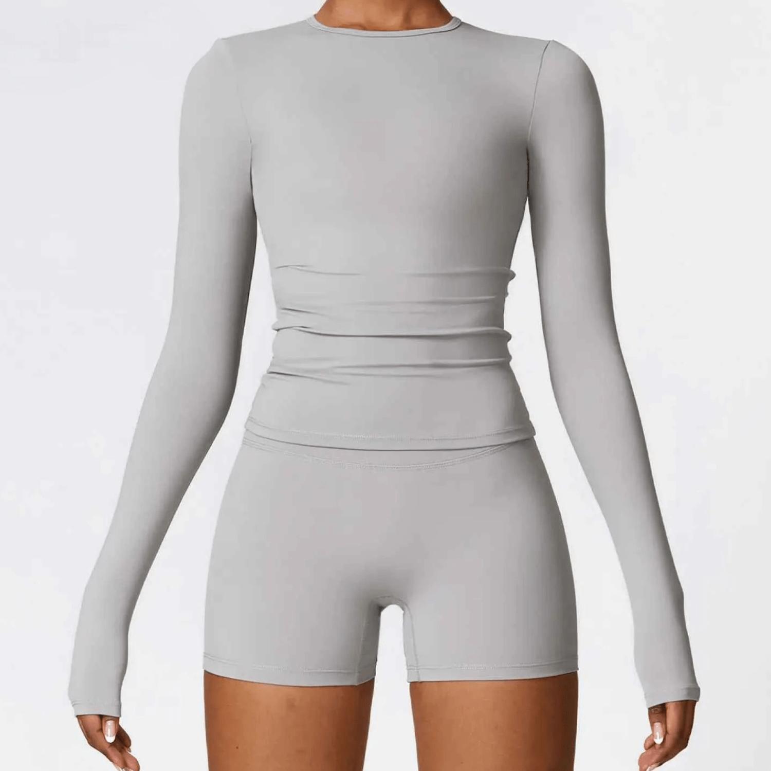 T-shirt de compression sport femme manches longues seamless, maintien musculaire et confort respirant