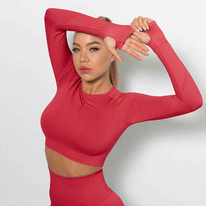 T shirt manche longue sans couture seamless respirant rouge extensible S-M-L-XL