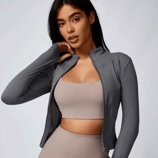 T shirt manche longue zippé col roulé respirant femme seamless S-XL