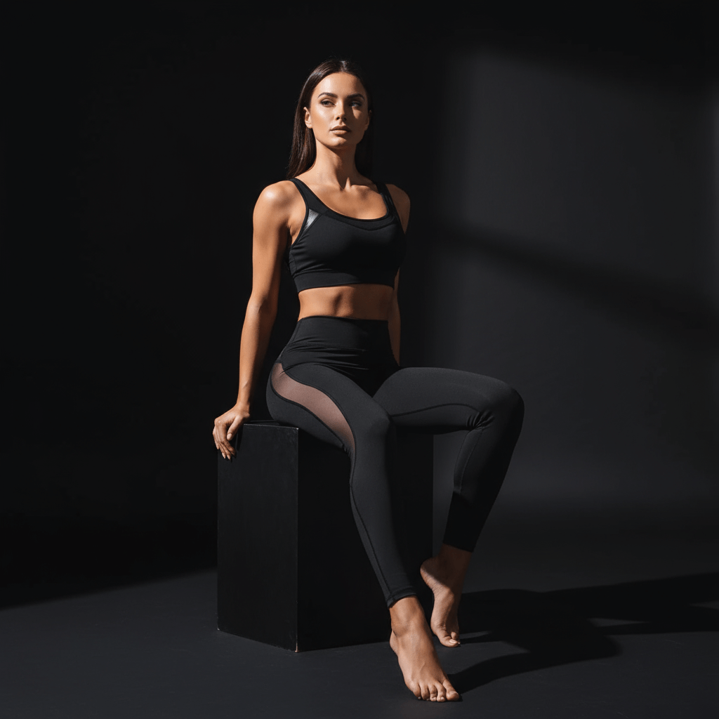 Tissu respirant évacuation humidité leggings femme noir anti-transpiration