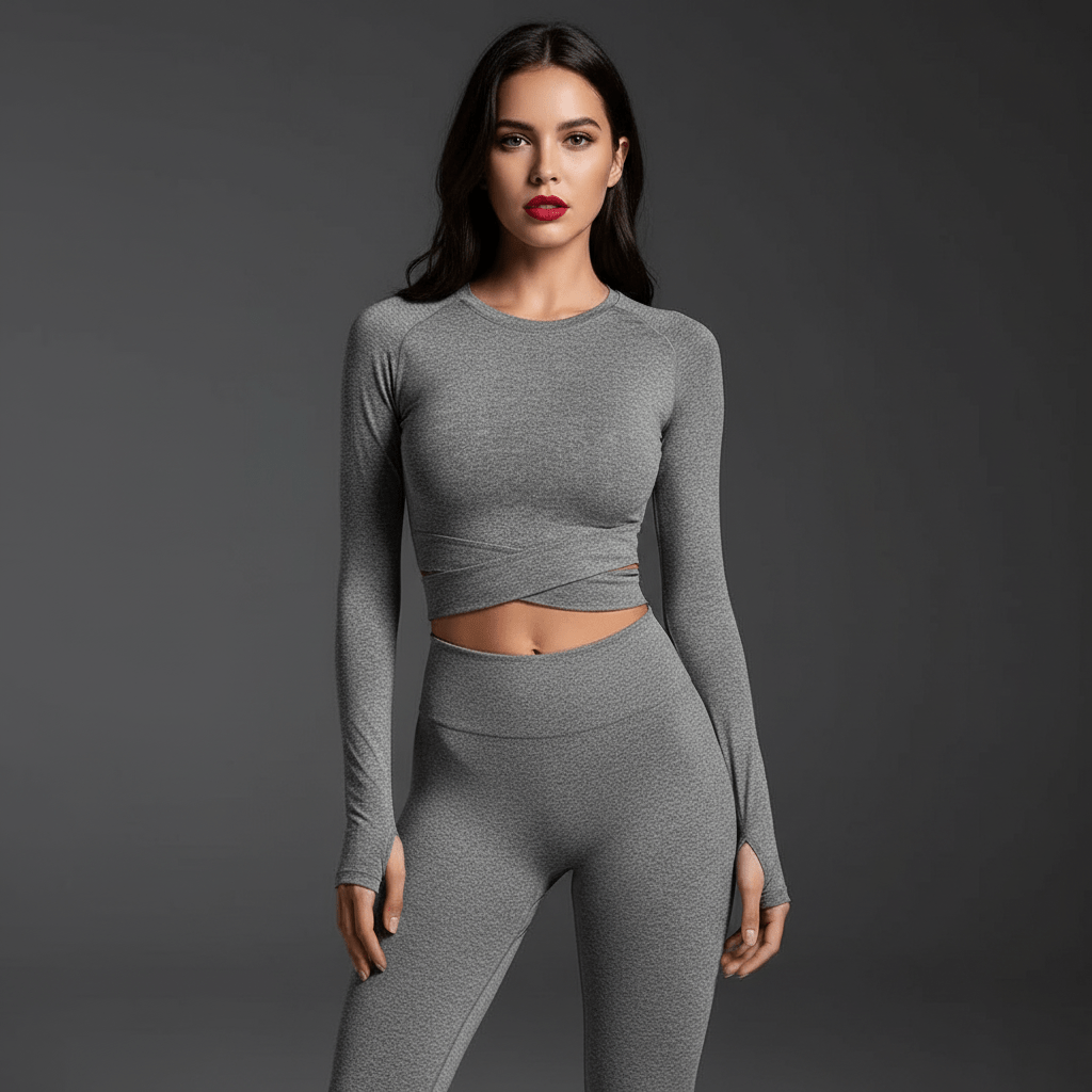 Top manches longues femme coupe slim et tissu respirant