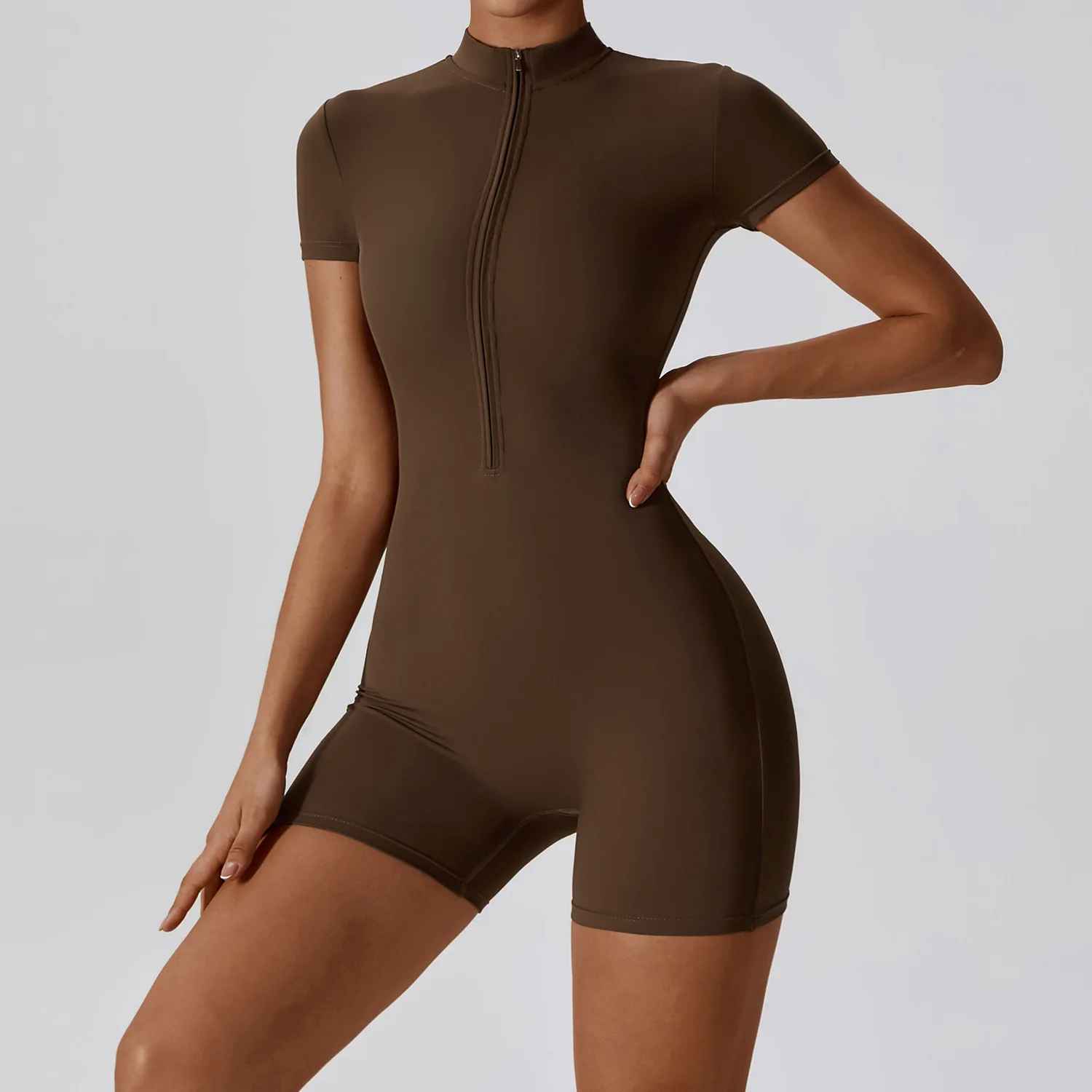 Vetement yoga quatre saisons combinaison ergonomique marron