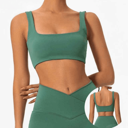 Zoom effet push up brassière sport femme valorisation naturelle