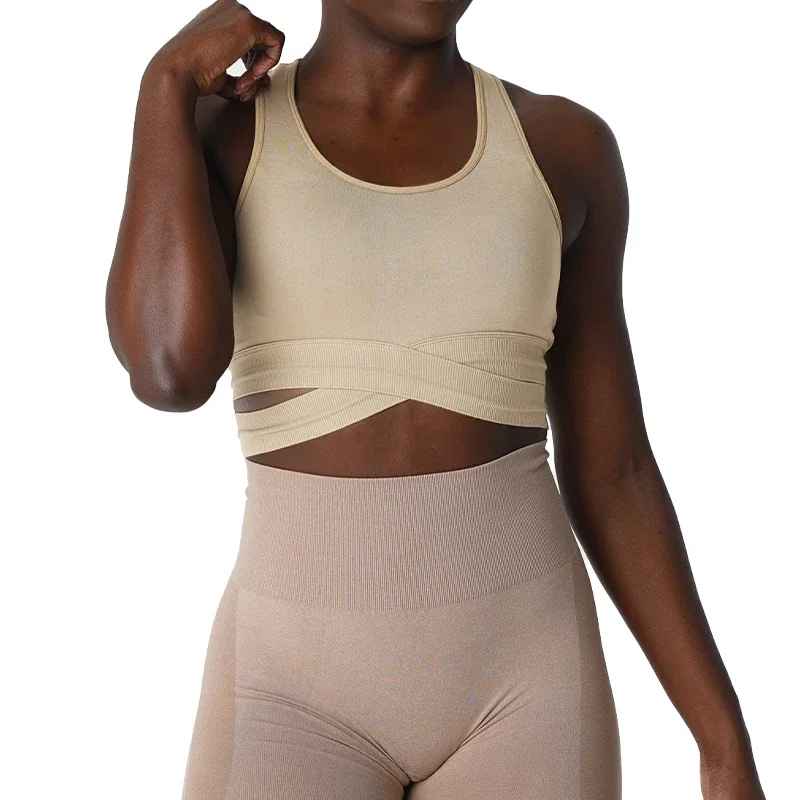 Zoom technologie sans couture brassière sport femme seconde peau
