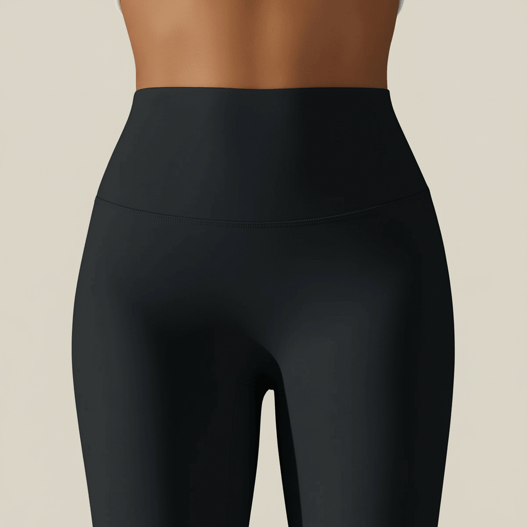 Legging Effet Nu noir femme zoom ceinture taille haute vue de face